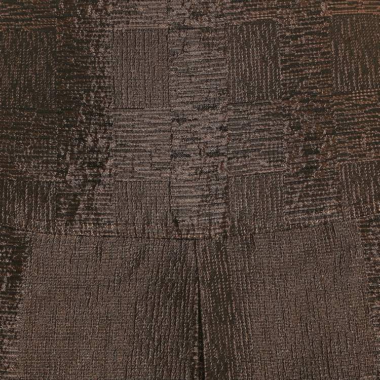 Pre Owned Burberry London Metallic Brown Tartan Checks Jacquard Pleated Knee-Length Skirt S