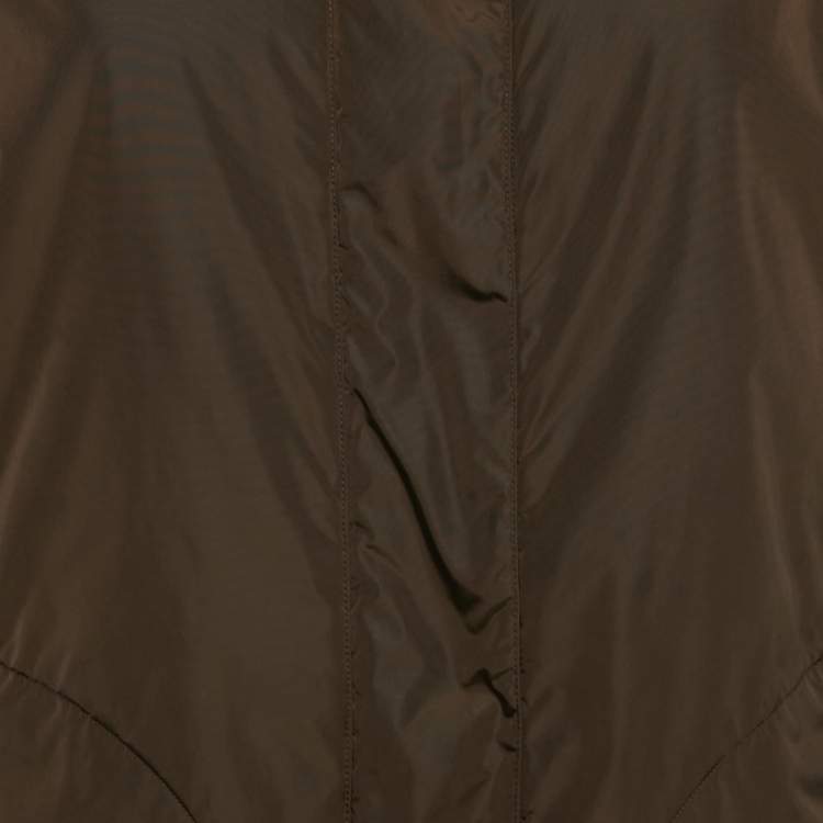 Pre Owned Burberry London Brown Nylon Detachable Hood Overcoat M