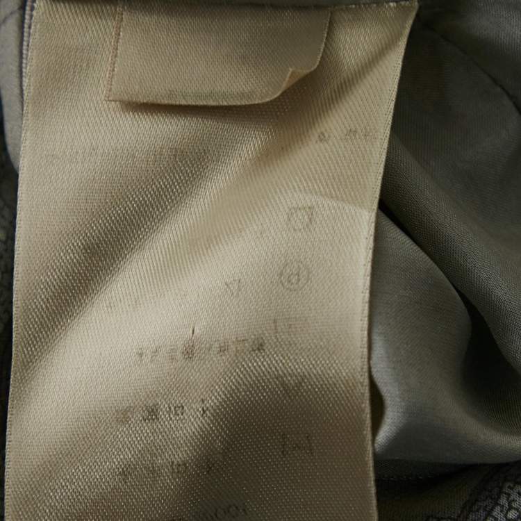 Pre Owned Burberry London Grey Printed Crepe Tie-Up Waist Pleated Top S