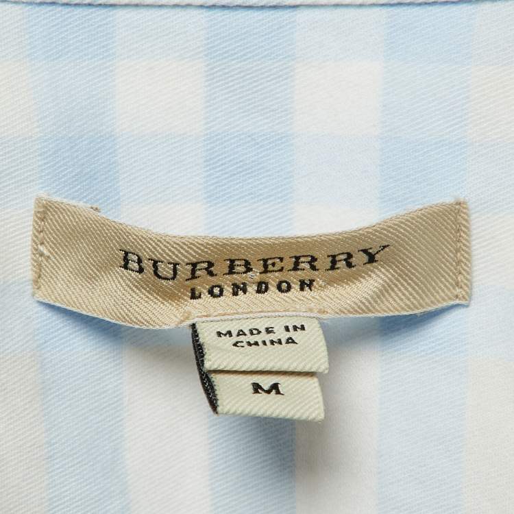 مملوكة مسبقًا Burberry London Blue Tartan Checks Cotton Button Front Shirt M