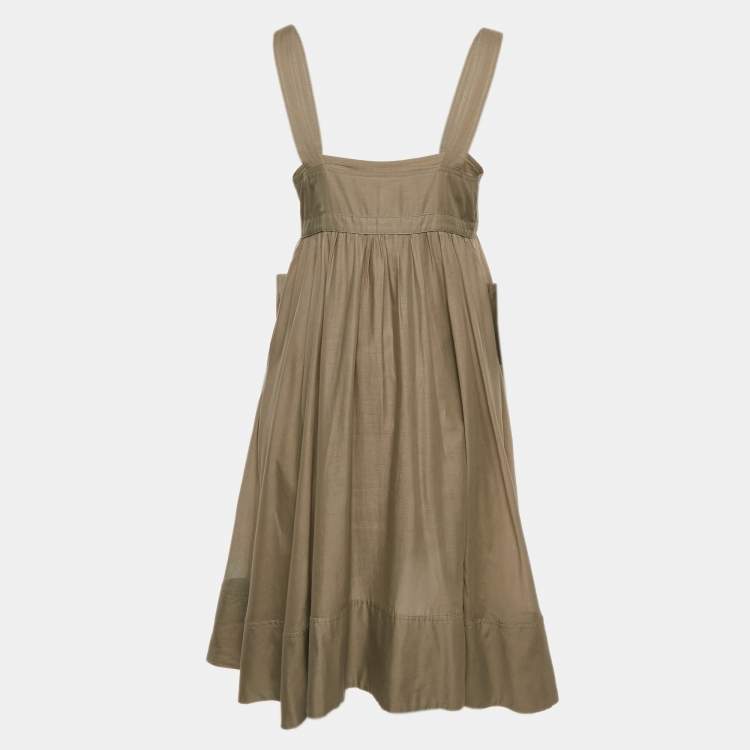Pre Owned Burberry London Grey Cotton Sleeveless Flared Short Dress M