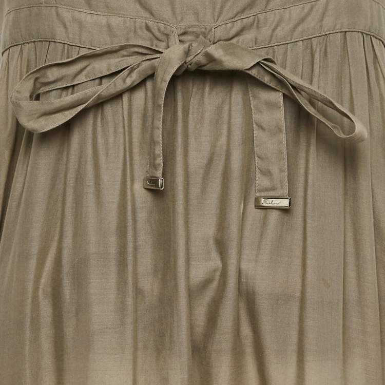 Pre Owned Burberry London Grey Cotton Sleeveless Flared Short Dress M