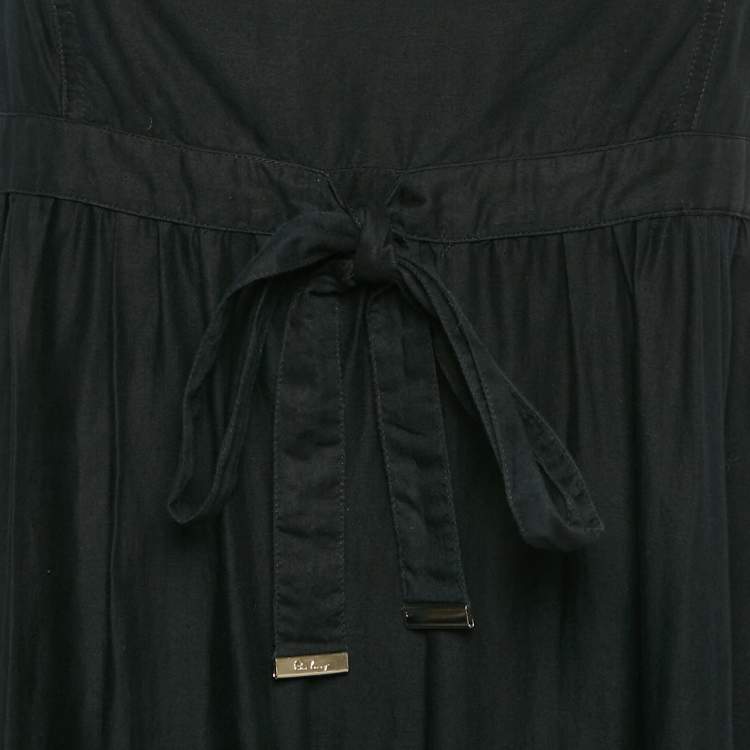 Pre Owned Burberry London Black Cotton Sleeveless Flared Short Dress M