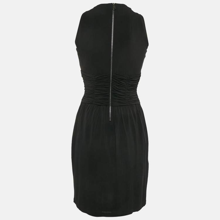Pre Owned Burberry London Black Jersey Sleeveless Ruched Short Dress S
