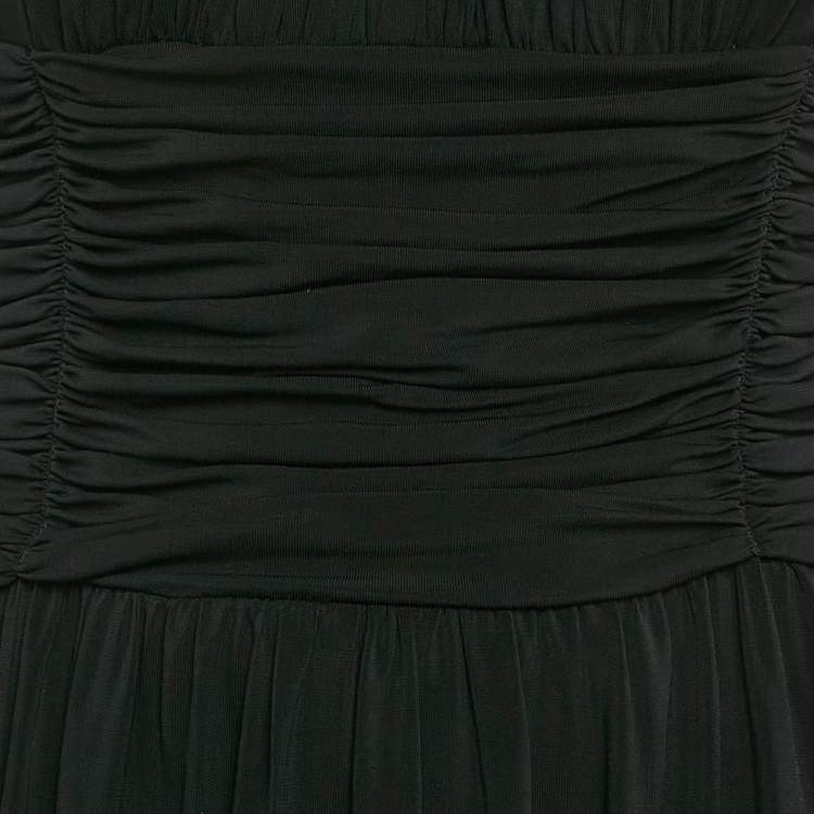 Pre Owned Burberry London Black Jersey Sleeveless Ruched Short Dress S