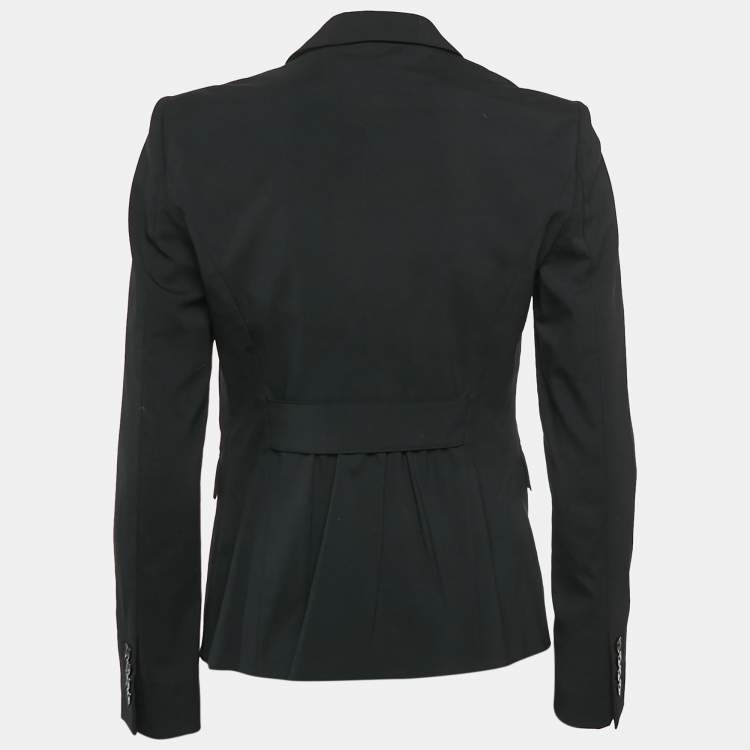 Pre Owned Burberry London Black Wool Single Breasted Blazer XS