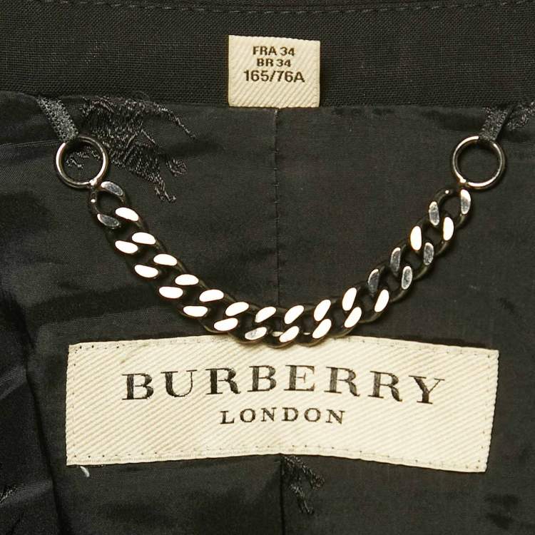 Pre Owned Burberry London Black Wool Single Breasted Blazer XS