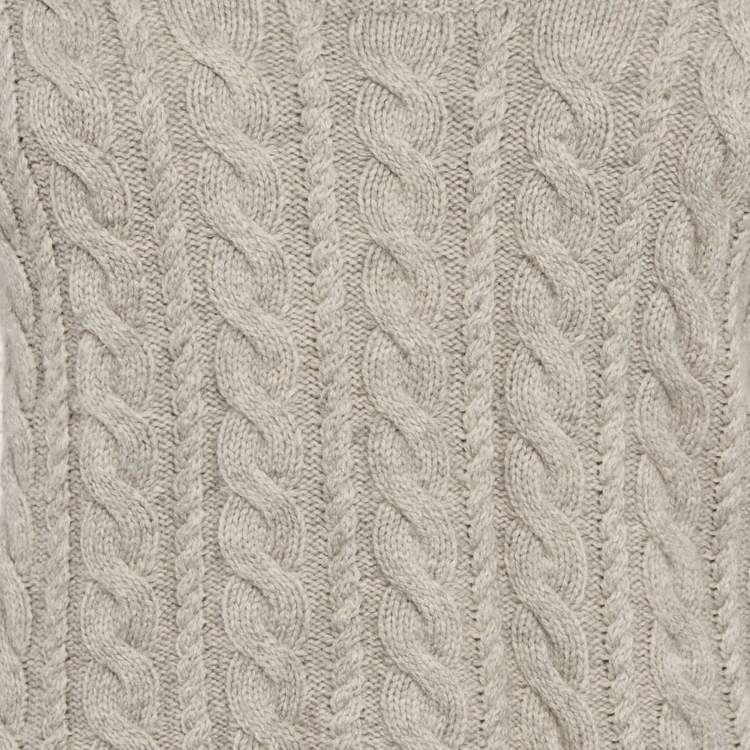 Pre Owned Burberry London Grey Cable Knit Round Neck Sweater XS