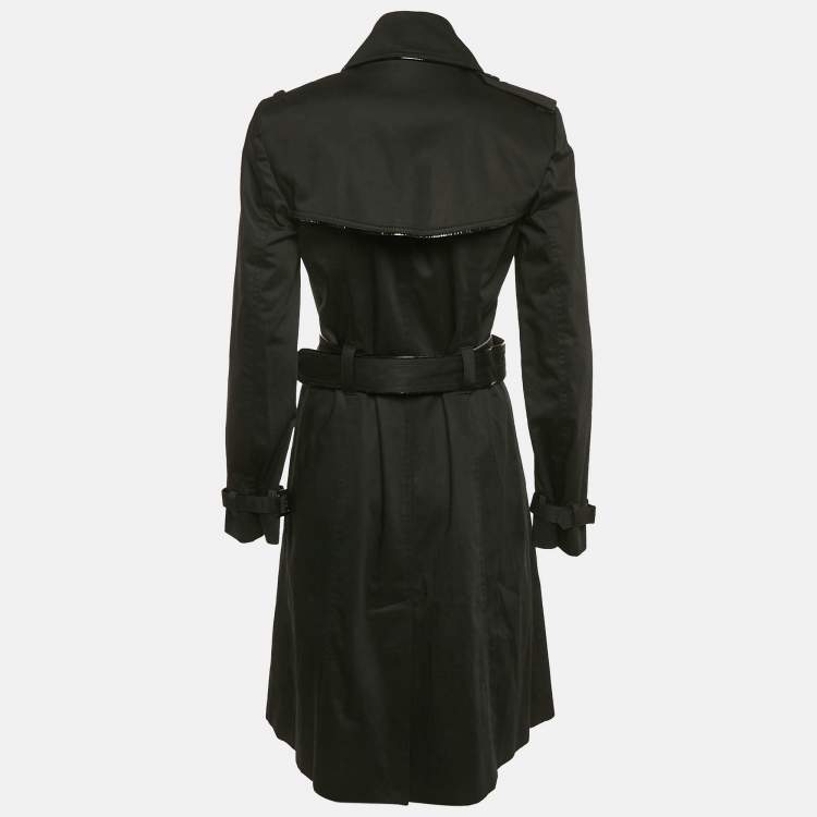 Pre Owned Burberry London Black Cotton Double Breasted Trench Coat M
