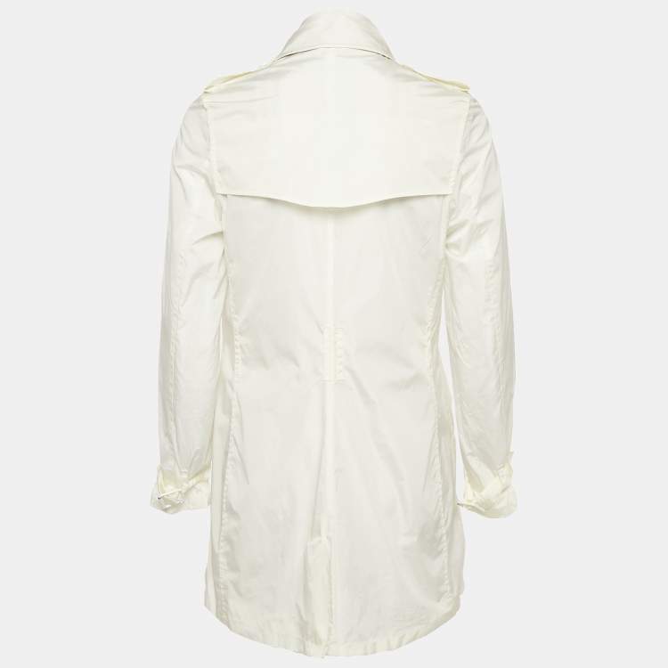 Pre Owned Burberry London White Nylon Double Breasted Trench Coat M