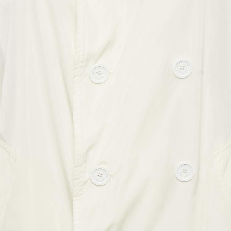 Pre Owned Burberry London White Nylon Double Breasted Trench Coat M