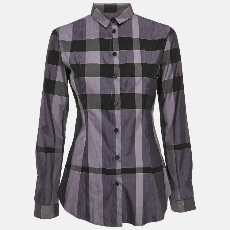 Pre Owned Burberry London Multicolor/Purple Tartan Check Cotton Button Front Shirt S