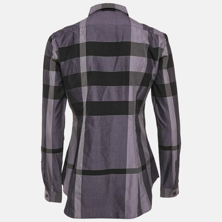 Pre Owned Burberry London Multicolor/Purple Tartan Check Cotton Button Front Shirt S