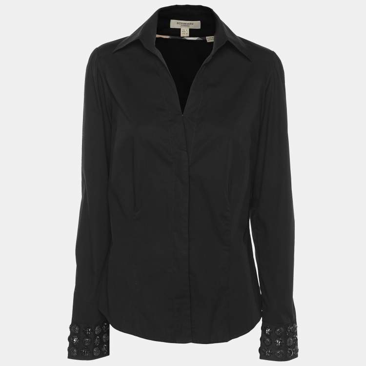 Pre Owned Burberry London Black Cotton Long Sleeve Shirt S