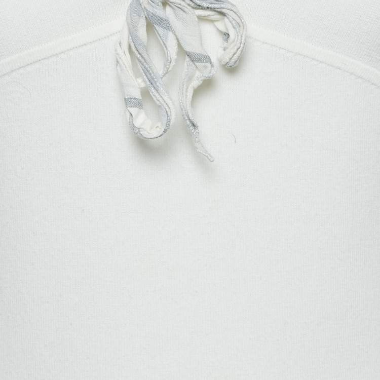 Pre Owned Burberry London White Cotton Knit Tie-Up Neck  Detail Sleeveless Top S