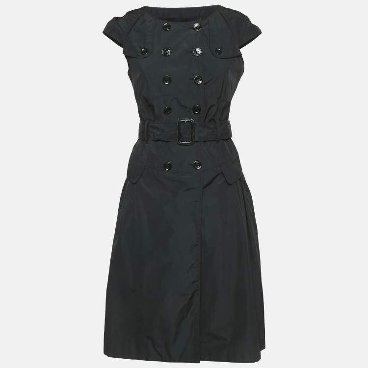 Pre Owned Burberry London Black Synthetic Double Breasted Sleeveless Short Dress S