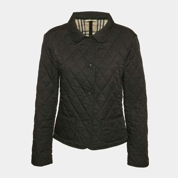 Pre Owned Burberry London Black Button Front Quilted Jacket M