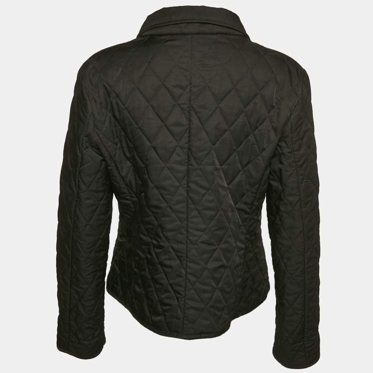 Pre Owned Burberry London Black Button Front Quilted Jacket M