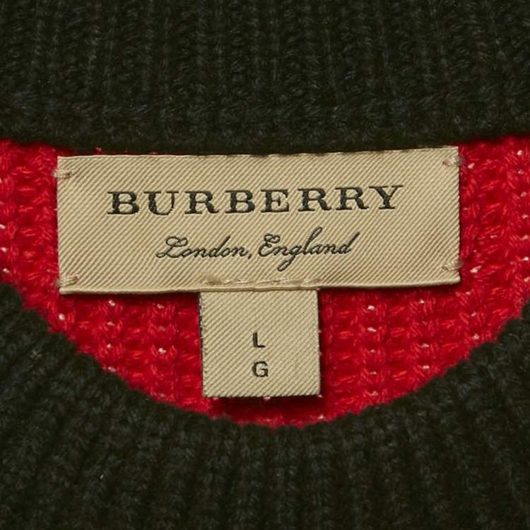 Pre Owned Burberry Red Rib Knit Long Sweater Vest L