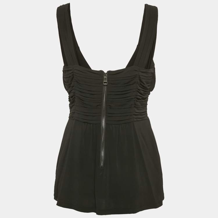 Pre Owned Burberry London Black Jersey Draped V-Neck Top M