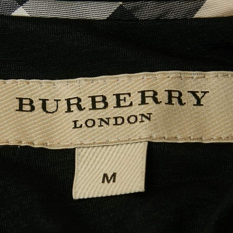 Pre Owned Burberry London Black Jersey Draped V-Neck Top M
