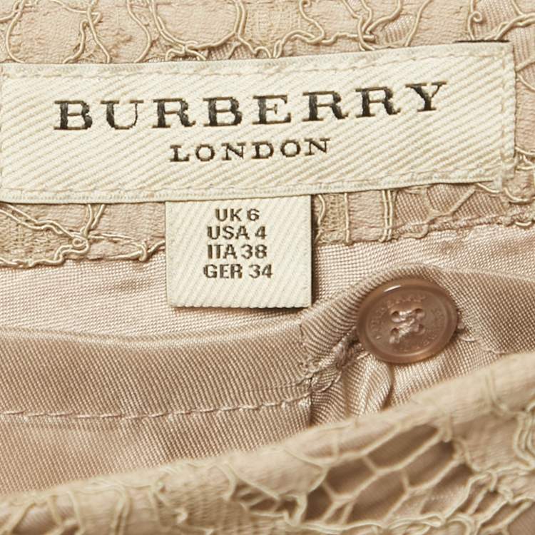 Pre Owned Burberry Beige Lace Knee-Length Skirt S