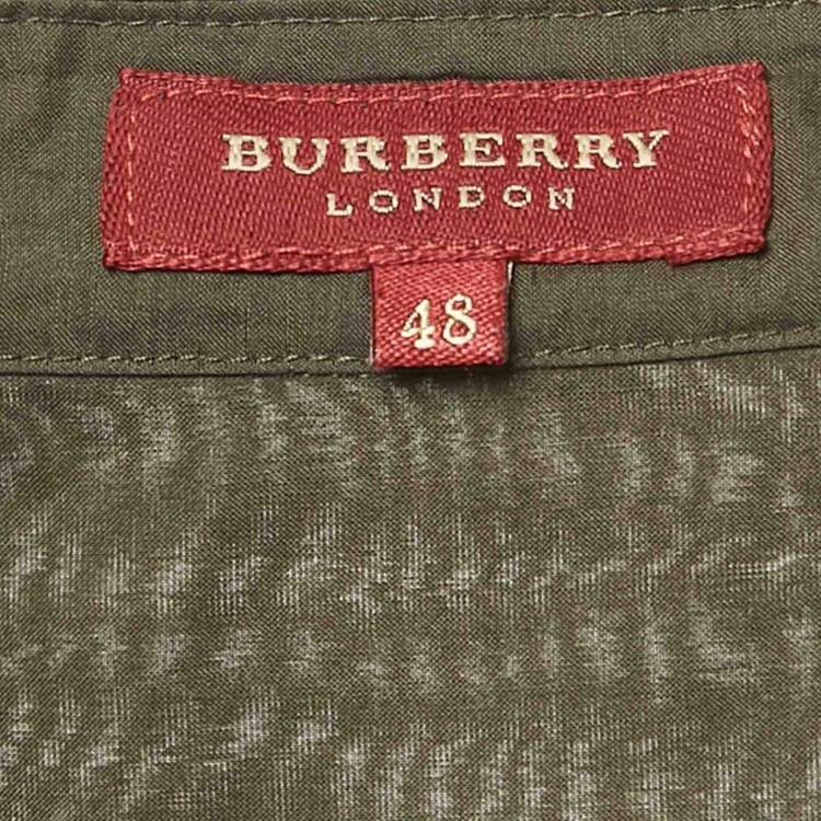 Pre Owned Burberry London Vintage Olive Green Button Front Blouse L