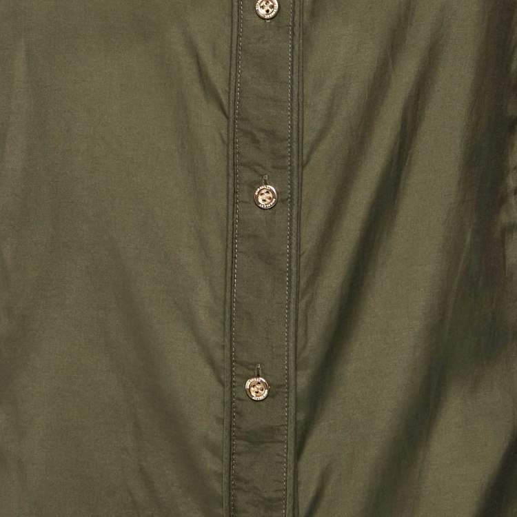 Pre Owned Burberry London Vintage Olive Green Button Front Blouse L