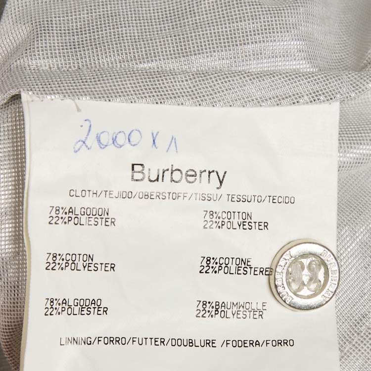 Pre Owned Burberry London Silver Lamé Button Front Shirt XS