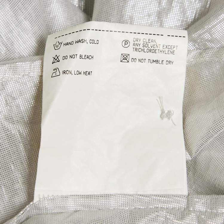 Pre Owned Burberry London Silver Lamé Button Front Shirt XS