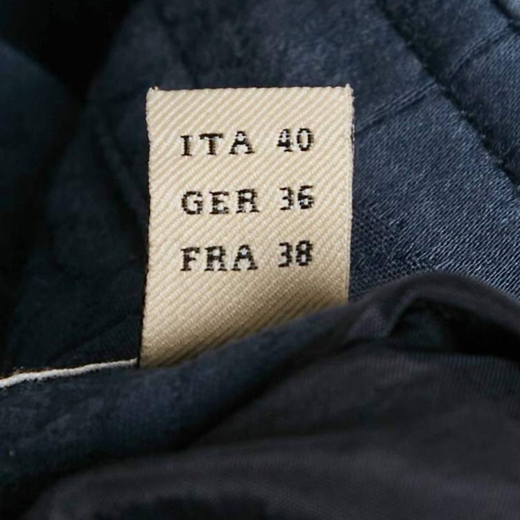 Pre Owned Burberry London Navy Blue Jacquard Pleated Mini Wrap Skirt M