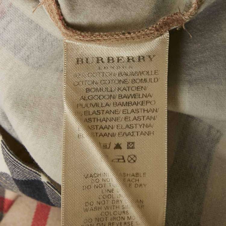 Pre Owned Burberry London Beige Tartan Check Print Cotton Long Sleeve Top S