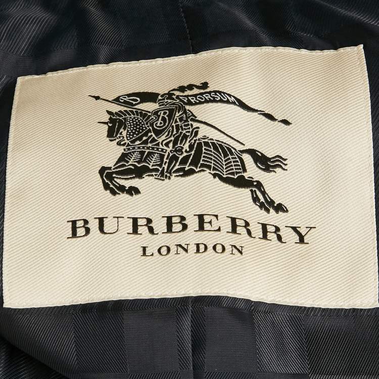 Pre Owned Burberry London Blue Velvet Collar Wool Coat L