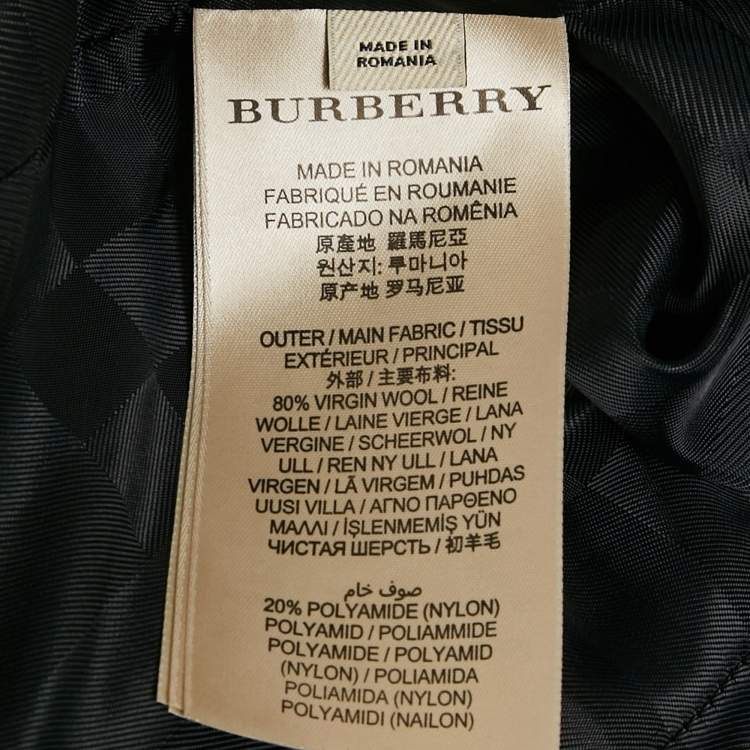 Pre Owned Burberry London Blue Velvet Collar Wool Coat L