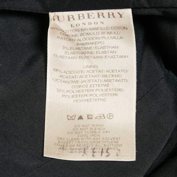 Pre Owned Burberry London Black Cotton Gabardine Double Breasted Short Dress S