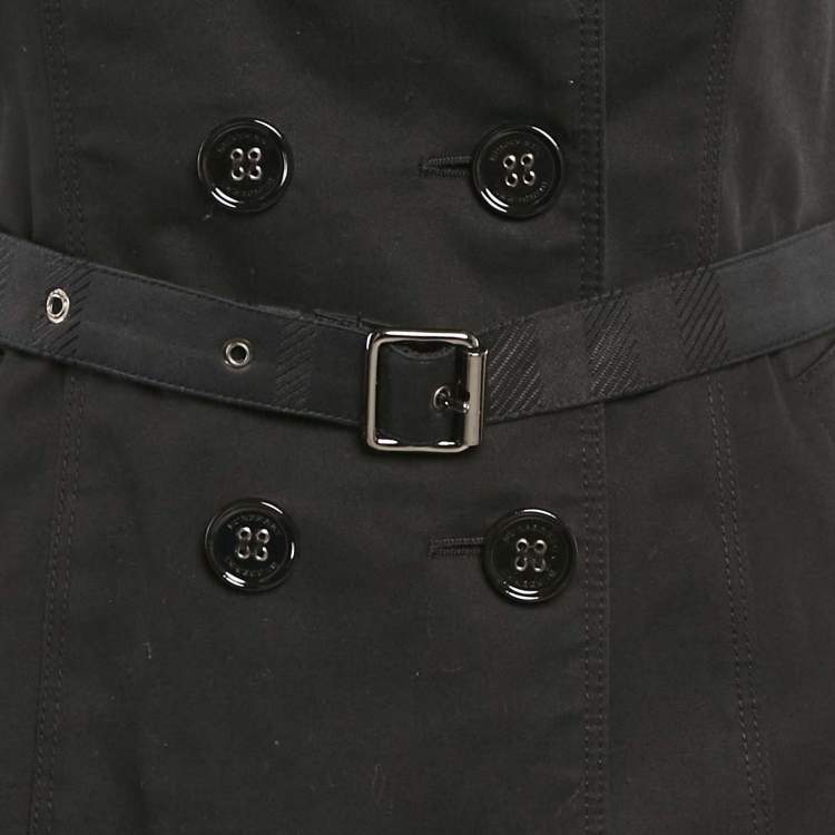 Pre Owned Burberry London Black Cotton Gabardine Double Breasted Short Dress S