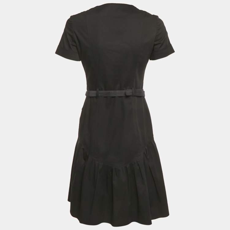 Pre Owned Burberry London Black Cotton Gabardine Double Breasted Short Dress S