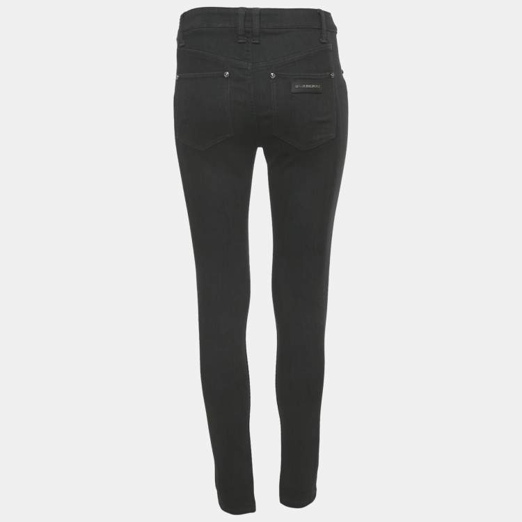 Pre Owned Burberry London Black Denim Panel Detail Skin Fit Smirdan Jeans M Waist 29"