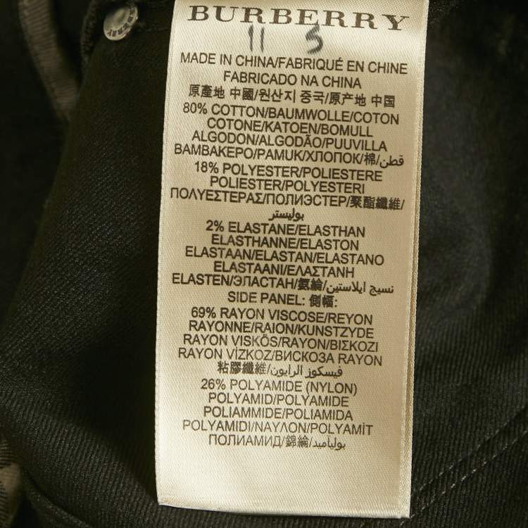 Pre Owned Burberry London Black Denim Panel Detail Skin Fit Smirdan Jeans M Waist 29"