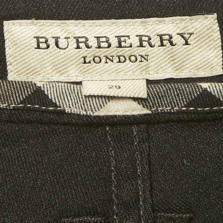 Pre Owned Burberry London Black Denim Panel Detail Skin Fit Smirdan Jeans M Waist 29"