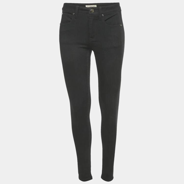 Pre Owned Burberry London Black Denim Panel Detail Skin Fit Smirdan Jeans M Waist 29"
