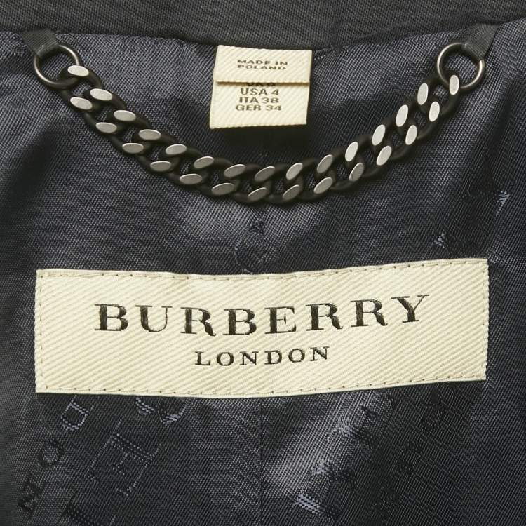 Pre Owned Burberry London Navy Blue Wool Tailored Pants Suit S