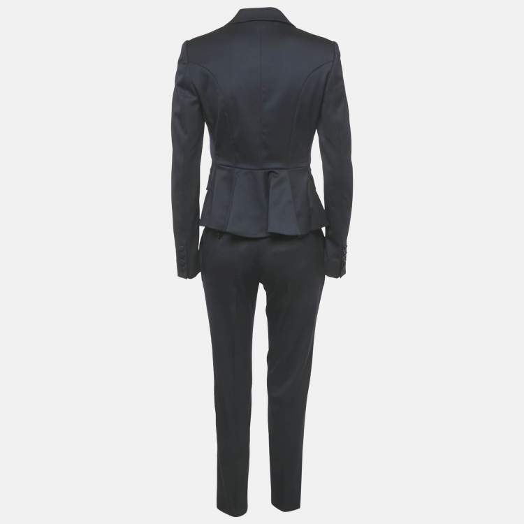 Pre Owned Burberry London Navy Blue Wool Tailored Pants Suit S