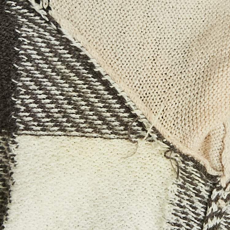 Pre Owned Burberry Beige /Grey Checkered Cotton Knit Polo T-Shirt S