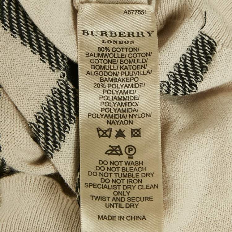 Pre Owned Burberry Beige /Grey Checkered Cotton Knit Polo T-Shirt S