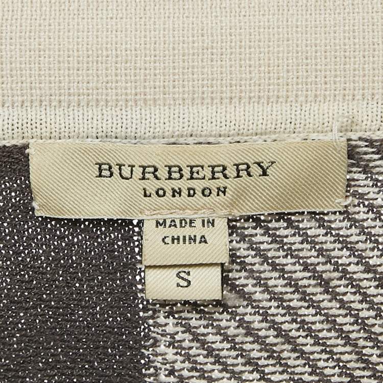 Pre Owned Burberry Beige /Grey Checkered Cotton Knit Polo T-Shirt S