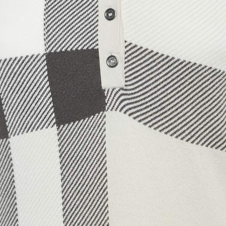 Pre Owned Burberry Beige /Grey Checkered Cotton Knit Polo T-Shirt S