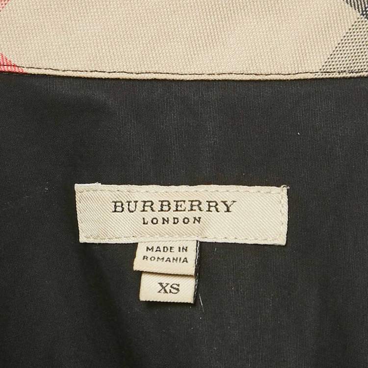 Pre Owned Burberry London Black Checker Print Cotton T-Shirt XS