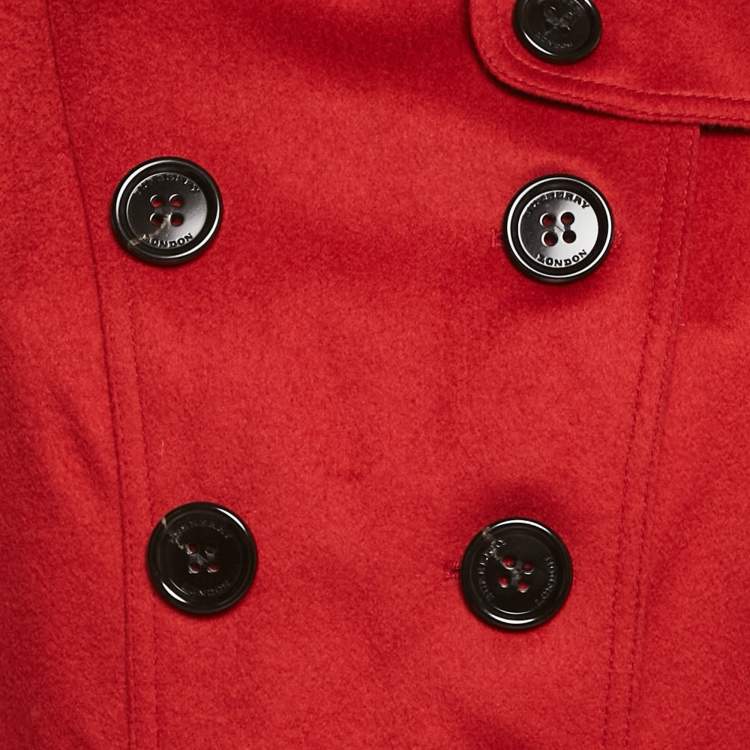 Pre Owned Burberry Red Cashmere Trench Coat M