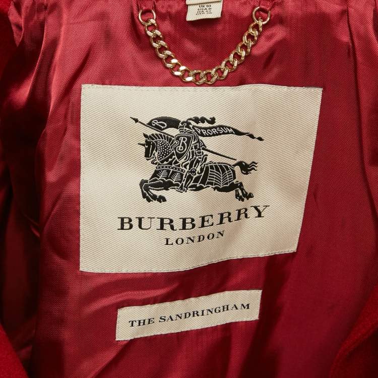 Pre Owned Burberry Red Cashmere Trench Coat M